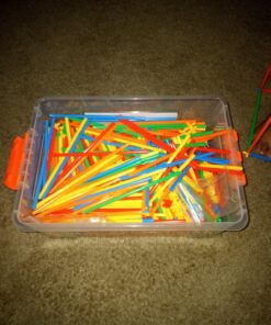 Playlearn LARGE 816 Piece Straws Builders Construction Building Toy – 8 Inch Full Size Straws - Giant Pack with Wheels and Special Connectors 29 71 Phjjc73L