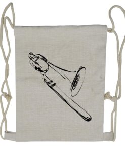 Lunarable Trombone Drawstring Backpack, Brass Musical Instrument, Sackpack Bag