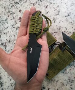 Survivor HK-106320-2 HK-106320 Series Fixed Blade Outdoor Knife, Tanto Blade, Cord-Wrapped Handle, 7" Overall, Green (Pack of 2) 26 71 SqR26QTL