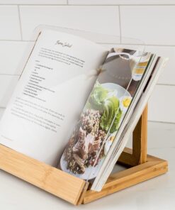 Lipper International 8815 Bamboo Wood and Acrylic Cookbook Holder, 12-1/2" x 9-1/4" x 6-3/4" Cookbook Holder (Wood with Splatter Guard) 13 71 UAiPcRCL