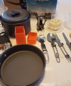 Bisgear 16pcs Camping Cookware Backpacking Stove Mess Kit – Camping Cooking Set - Camping Pots and Pans Set - Camping Accessories Equipment - Backpacking Supplies Survival Gear Black 56 71 UrIXuw8L