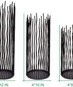 Set of 3 Metal Iron Candle Holder, Black Candlestick Modern Table Centerpiece for Indoor & Outdoor Decor, Dining Room, Home Decoration 24 71 Uzn8LZKL