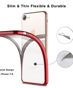 Alternative view of TORRAS Crystal Clear Compatible for iPhone SE Case/iPhone SE 2022 Case, [Ultra Slim Thin][Military Grade Protection] Non-Yellowing Soft Case for iPhone Se Case 2020, Red