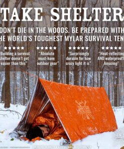 World's Toughest Ultralight Survival Tent • 2 Person Mylar Emergency Shelter Tube Tent + Paracord • Year-Round All Weather Protection For Hiking, Camping, & Outdoor Survival Kits Woodland Camo 9 71 WzAiPn9L