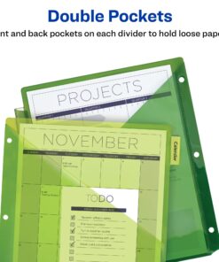 Avery 8-Tab Plastic Binder Dividers with Pockets, Insertable Multicolor Big Tabs, 1 Set (11907) 8 Tab 1-pack 25 71 XNwcLssL