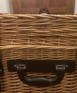 PICNIC TIME Romantic Canterbury Deluxe Wicker Picnic Basket Set for 2, with Blanket and Soft Cooler, One Size, Navy with Plaid 67 71 XTXwTKIL