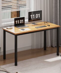 Alternative view of Need Computer Desk, 47 inch Home Office Desk, Modern Simple Style Home Office Gaming Desk, Basic Writing Table for Study Student, Black Metal Frame, Teak 47 inches Teak + Black