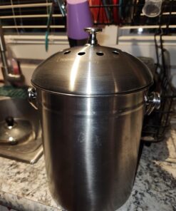 Utopia Kitchen Compost Bin for Kitchen Countertop - 1.3 Gallon Compost Bucket for Kitchen with Lid - Includes 1 Spare Charcoal Filter (Silver) Silver 38 71 Yym1tFL