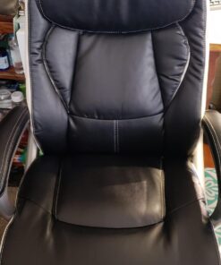 Serta Executive Office Smart Layers Technology Leather and Mesh Ergonomic Computer Chair with Contoured Lumbar and ComfortCoils, Black & White 48 71 YysNTg4L