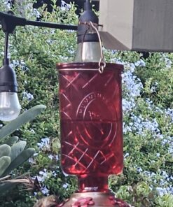 BOLITE Hummingbird Feeder, 18005 Glass Hummingbird Feeders for Outdoors Hanging, 5 Feeding Stations, 22 Ounces, Red Bottle, Xmas Gifts for Bird Lovers Red Elixir Bottle 36 71 ZGDvjelL