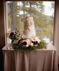 ShinyBeauty 60inx102in Sequin Tablecloth for Wedding/Party- Champagne Blush 60x102-Inch 43 71 ZNkGxwHL