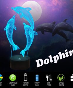 FULLOSUN Night Light for Kids Ocean Dolphin 3D Night Light Porpoise Bedside Lamp with Remote Control 16 Color Changing Xmas Halloween Birthday Gift for Child Baby Girl 25 71 arilKh0S