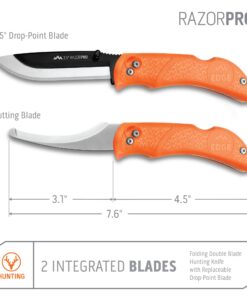 OUTDOOR EDGE RazorPro Double Blade Folding Hunting Knife & Filp N' Zip Bone Saw - Hunting Knife Features a Gutting Blade & Replaceable RazorSafe Skinning Blade. Includes Camo Nylon Sheath 13 71 b0PKDwkL