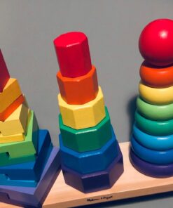 Melissa & Doug Geometric Stacker - Wooden Educational Toy - Shape Sorter And Stacking Toy, Stacking Tower Toy For Babies, Toddlers And Kids Ages 2+, Multicolor, Playsets 39 71 bqQwKIIL