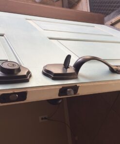 Kwikset Belleview Front Door Lock Handle and Deadbolt Set, Entry Handleset Exterior with Interior Door Knob, Venetian Bronze, Pick Resistant SmartKey Rekey Deadbolt Security Brown 44 71 c9gLa0rL