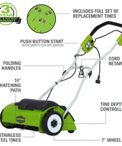 Alternative view of Greenworks 10 Amp 14” Corded Electric Dethatcher (Stainless Steel Tines)