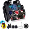 4 Trigger USB Mobile Game Controller with Cooling Fan Adjustable Stand for PUBG/Call of Duty/Fotnite [6 Finger Mode] GAMR+ L1R1 L2R2 Gaming Grip Gamepad Black