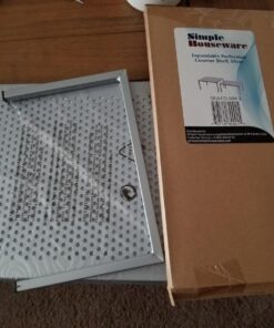 SimpleHouseware Expandable Stackable Kitchen Cabinet and Counter Shelf Organizer, Silver Metal Top 32 71 fdPMiXBL