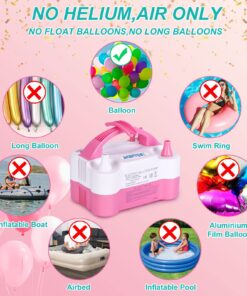 AGPtEK Electric Air Balloon Pump with Built-in Tying Tool, 110V 600W Pink and White Portable Dual Nozzle Inflator/Blower for Party Decoration-with Tying Tool on Handle 23 71 gNwkfHWL