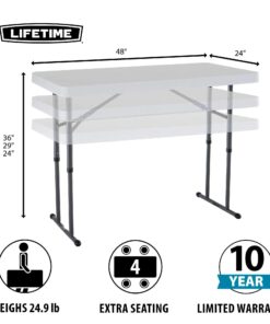 Alternative view of LIFETIME 80160 Commercial Height Adjustable Folding Utility Table, 4 Feet, White Granite