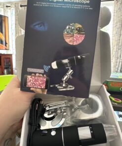 Wireless Digital Microscope, Skybasic 50X-1000X Magnification WiFi Portable Handheld Microscopes with Adjustable Stand HD USB Microscope Camera Compatible with iPhone Android iPad Windows Mac Computer Black 52 71 iXGjieXL