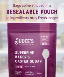 Judee's Superfine Caster Sugar - 2.5 lbs - Delicious and 100% Gluten-Free - Bakers Sugar for Homemade Treats, Baked Goods, and Toppings - Airy and Smooth 2.5 Pound (Pack of 1) 16 71 ieVm4JdL