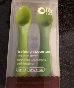 Olababy 100% Silicone Soft-Tip Training Spoon for Baby Led Weaning 2pack Training Spoon Set Lime / Kale 32 71 jO2jPxrL
