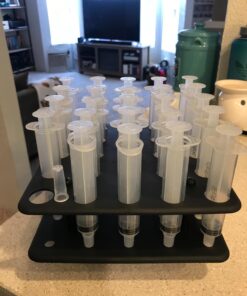 EZ-Inject 25 Pack (1oz) Jello Shot Syringes Combo with Tray/Racking Stand - 100% Safe & Reusable Plastic Syringes for Jello Shots - Small Syringe Shots Holiday and Halloween Party Supplies for Adults 30 71 jSpXpGL