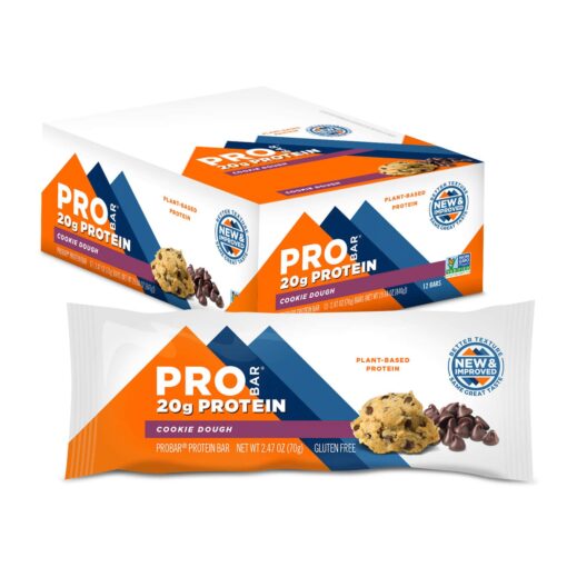 PROBAR - Base Protein Bar, Cookie Dough, Non-GMO, Gluten-Free, Healthy, Plant-Based Whole Food Ingredients, Natural Energy (12 Count) 12 Count (Pack of 1)