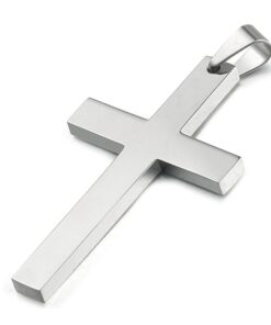 FIBO STEEL Stainless Steel Cross Pendant Chain Necklace for Men Women, 22-30 Inches 50*30*3mm cross, 24 inches chain 29 71 kfcOFSL