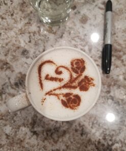 Lofekea Stainless Steel Powder Shakers Coffee Cocoa Cinnamon Shaker Cans Mesh Duster with 16PCS Stainless Steel Barista Coffee Decorating Stencils Template for Latte Cappuccino, Cupcake Stencils Stencil and Shaker 27 71 lYhRdTpL