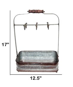 Benzara BM177866 Rustic Galvanized Metal Crockery Holder with Cup Hooks, Gray 23 71 m7CneVTL