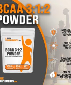 BULKSUPPLEMENTS.COM BCAA 3:1:2 Powder - Branched Chain Amino Acids, BCAA Supplements, BCAA Powder - BCAAs Amino Acids Powder, Unflavored, 1500mg per Serving - 167 Servings, 250g (8.8 oz) 167 Servings (Pack of 1) 15 71 ocIgA1gL