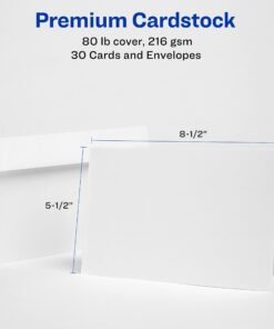 Avery Half-Fold Greeting Cards, Inkjet, 5.5 x 8.5, Matte White, Box of 30, Envelopes Included (8316) 30 cards 12 71 p4gkPNlL