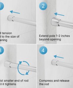 iDesign Astor Metal Tension, Adjustable Customizable Curtain Rod for Bathtub, Shower Stall, Closet, Doorway, 43-75", Brushed Stainless Steel,78570 43-75" Set of 1 28 71 qXwABL