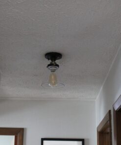 Globe Electric 65380 1-Light Flush Mount Ceiling Light, Dark Bronze, Satin Finish, Antique Brass Accents, Clear Glass Shade, Ceiling Light Fixture, E26 Bulb, Bulb Not Included Dark Bronze with Clear Glass 32 71 roTpcTfL