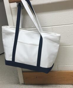 DALIX 23" Premium 24 oz. Cotton Canvas Shopping Tote Bag Navy Blue 41 71 u2r2NISL
