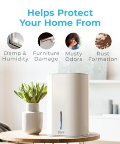 Pure Enrichment® PureDry™ Mini Dehumidifier - 27oz Compact Water Tank Eliminates 300ml/day of Excess Moisture from Closets, Bathrooms, Boats, Kitchens, and Other Small Rooms and Living Spaces 26 71 vS9A7WxL