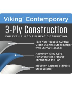 Viking Culinary 3-Ply Stainless Steel Roasting Pan, Includes a Nonstick Rack, Dishwasher, Oven Safe, Works on All Cooktops including Induction 42 71 vyNK tmL