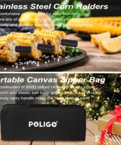 POLIGO 26 PCS Grill Set Backyard BBQ Grill Accessories Stainless Steel Grill Utensils Set with Bag for Christmas Dads Birthday - Camping BBQ Tools Grilling Tools Set Ideal Grilling Gifts for Men Women Black - 26PCS BBQ Set 13 71 w1YMtvsL