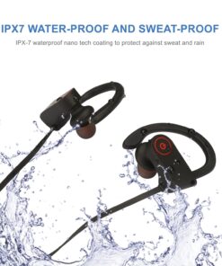 Bluetooth Headphones, Hussar Magicbuds Best Wireless Sports Earphones with Mic, IPX7 Waterproof, HD Sound with Bass, Noise Cancelling, Secure Fit, up to 9 Hours Working time (Upgraded), Black 24 71 wZZRyvlL