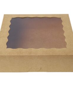 ONE MORE 9inch Brown Bakery Pie Boxes,Large Kraft Cookie Boxes with PVC Window Natural Disposable box 9x9x2.5inch,12 of Pack 39 71 xPrZxeKL 1