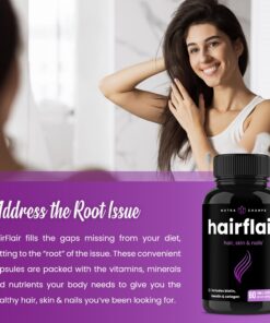 NutraChamps HairFlair | Hair Health Vitamins for Women | Biotin Vitamins for Hair Skin & Nails | Hair Health Supplement for All Hair Types with Biotin, Keratin, Collagen, Bamboo, Aloe & More 27 71 xY Qeg2L