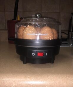 Hamilton Beach Electric Hard Boiled Egg Cooker, 3-in-1: Boiled Egg Cooker, Poacher & Omelet Maker, Can Hold 7 Eggs, Black with Silver Knob (25500) 35 71 yjBNkFL 2