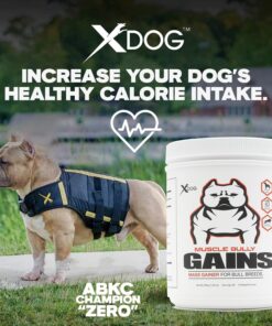 Muscle Bully Gains - Mass Weight Gainer for Dogs, Whey Protein, Flax Seed (for Bull Breeds, Pit Bulls, Bullies) Increase Healthy Natural Weight, Made in The USA (90 Servings) 90 Servings 32 71 yt90aXZL
