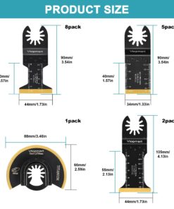 Vtopmart 16PCS Titanium Oscillating Tool Blades Kit, Universal Multitool Blades Cutting for Metal Wood Nails Screws Plastic, Plunge Cutting Multitool Blades, Flush Cut Blades Kits Fit Ryobi Milwaukee 16 23 710 gj1YILL