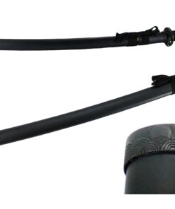Alternative view of Makoto Kaze Series Handmade Sharp Katana Samurai Sword 40" - Black Dancing Crane Tsuba, Sword Stand Included