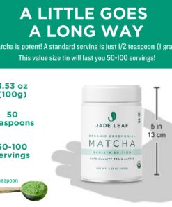 Jade Leaf Matcha Organic Ceremonial Grade Green Tea Powder - Barista Edition For Cafe Quality Tea & Lattes - Authentic Japanese Origin (3.53 Ounce Pouch) Ceremonial Barista (Tin) 3.53 Ounce (Pack of 1) 28 7101FgiSveL