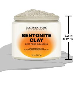 MAJESTIC PURE Bentonite Clay - Indian Healing Clay - Deep Pore Cleansing Mask - Clay Mask for Face, Hair, Acne, Detoxify and Skin Care - Sodium Bentonite Powder - Facial Mask for Men & Women - 20 oz 35 7102O41Uc L
