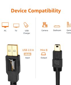 Amazon Basics USB-A to Mini USB 2.0 Fast Charging Cable, 480Mbps Transfer Speed with Gold-Plated Plugs, 6 Foot, Black 6 Feet 1-Pack 27 7103NTxEb0L